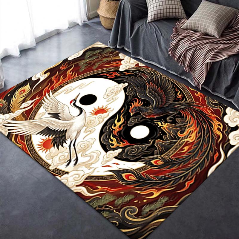 2025 New crowned Crane Carpet Rug for Living Room Bedroom Home Sofa Decoration,Kids play Non-slip Floor Mat98