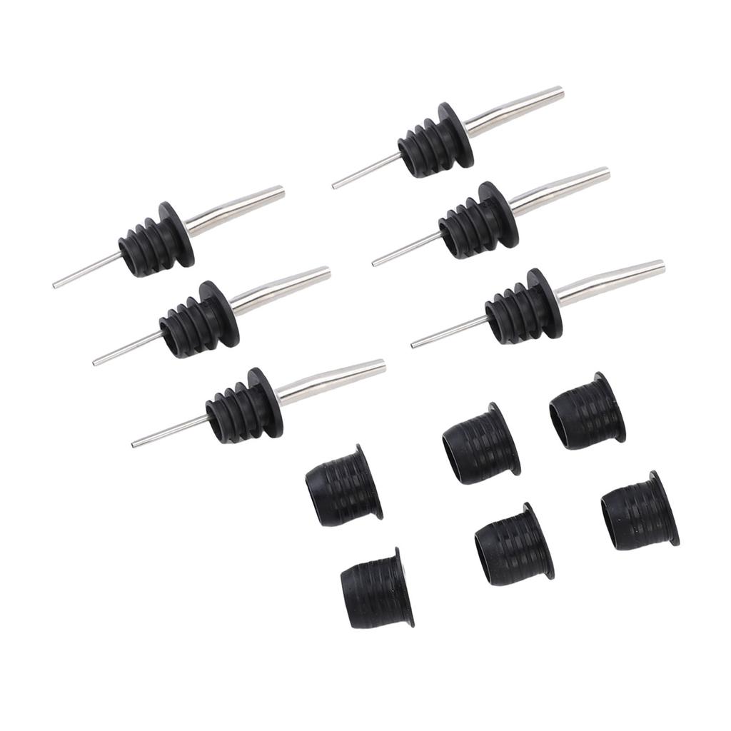 Spirituosen Ausgießer und Adapter Edelstahl Silikon 6 STK Flaschenausgießer mit Hals und 6 STK Adapter