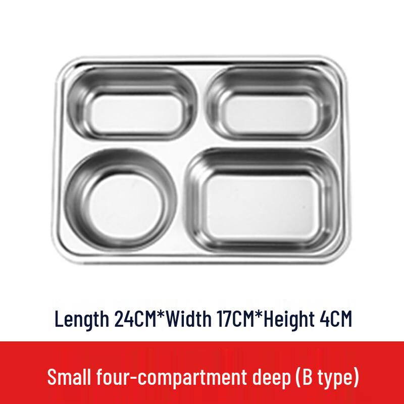 LIJIA FITMENT Stainless Steel Deep Four-Compartment Meal Tray