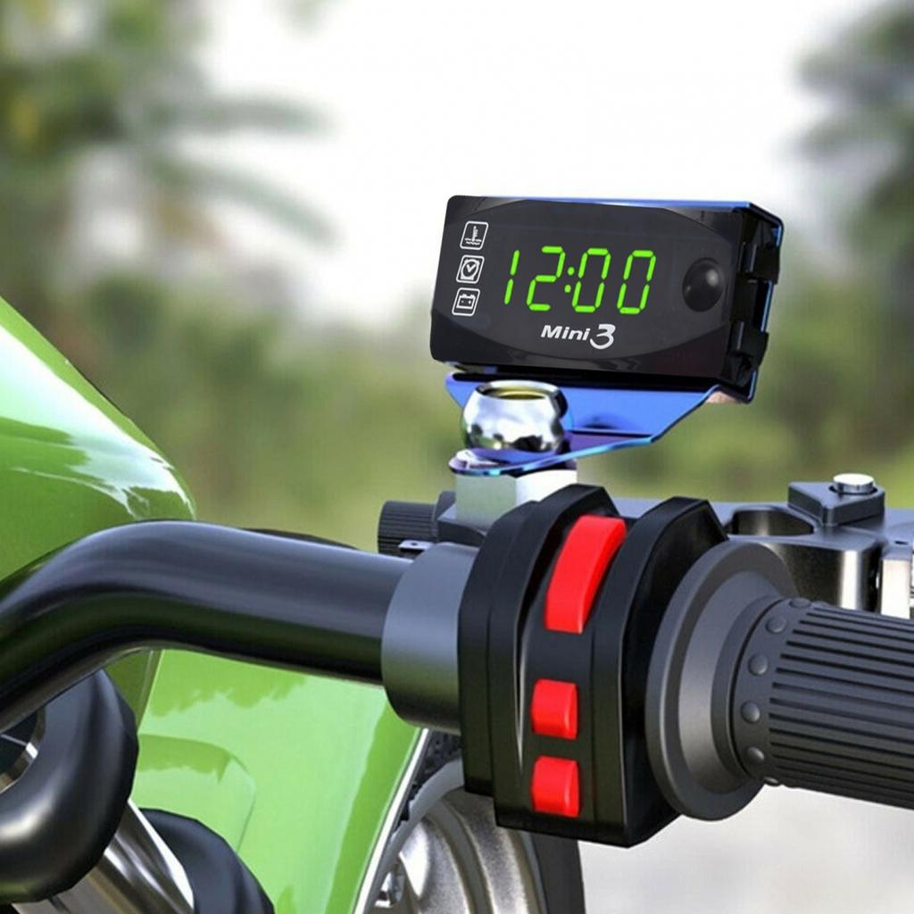Vodotěsný motocyklový voltmetr elektronické hodiny teploměr pro LED displej