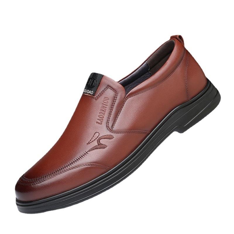 Alter Mann Kopf Lederschuhe Herren neue koreanische Version von lässigen Lederschuhen Herren Rindsleder atmungsaktiv weiche Sohle koreanische Version von lässigen Herrenschuhen 1