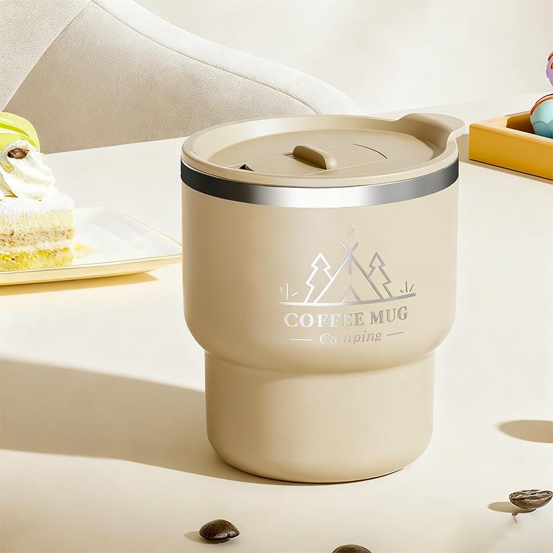400ML Coffee Cup 304 Stainless Steel Double Layer Insulated Water Cup Office Milk Coffee Mug Outside Portable Sealed Tumbler
