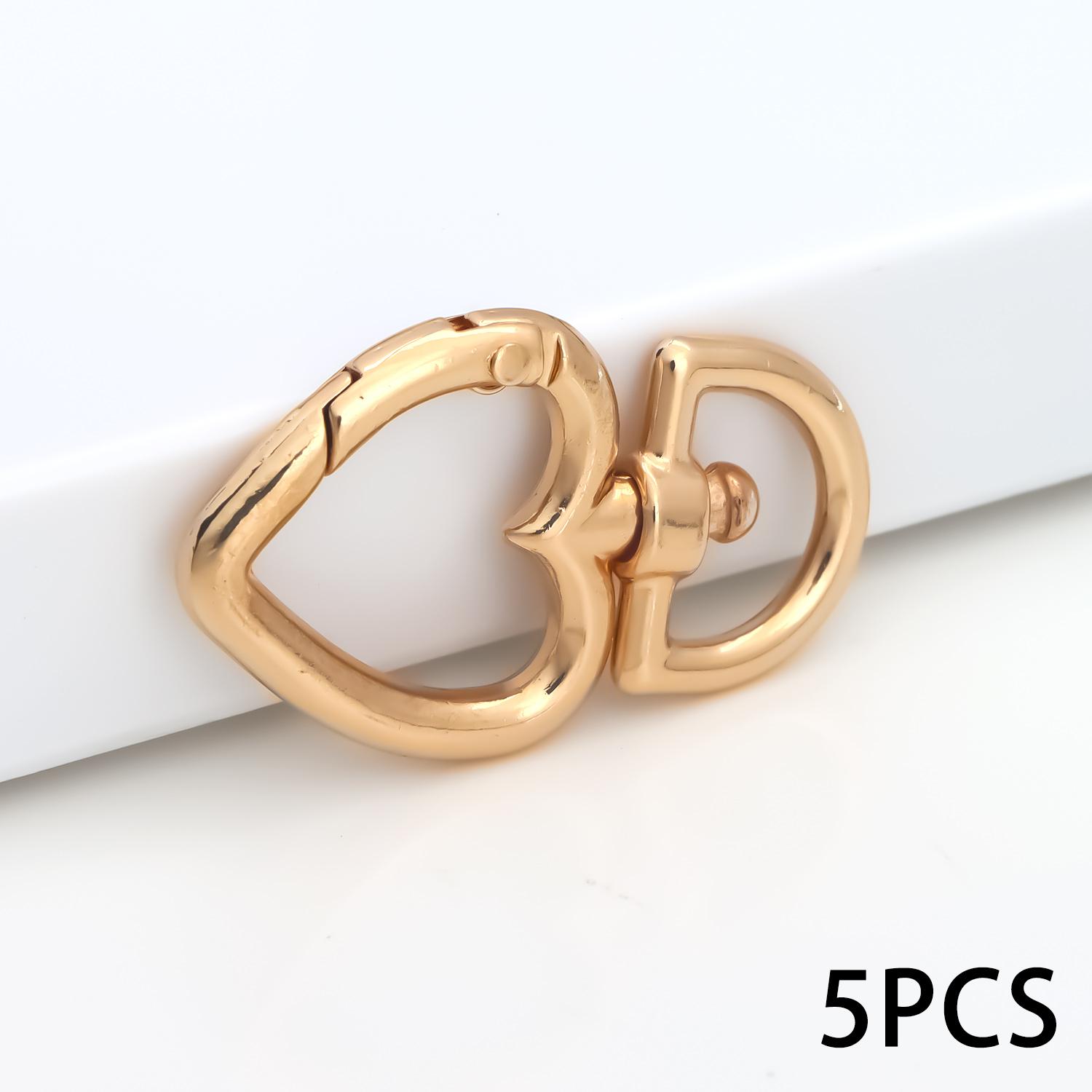 

5 шт. Металлические пружинные застежки в форме персикового сердца, соединители для брелока, застежка-карабин, для изготовления кошелька своими руками золотой
