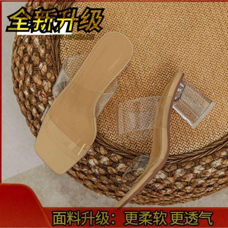 Sandals Women's Summer Flat Slippers 2025 New Low-heeled Fashion Transparent High-heeled Shoes Women's Cool Slippers
