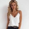 White Women's Tank Tops Summer Sleeveless Strap Outer Lace V-neck Camisole Vest Fashion Elegant Sexy Loose Casual Base Slim Fit Office Ladies Camis