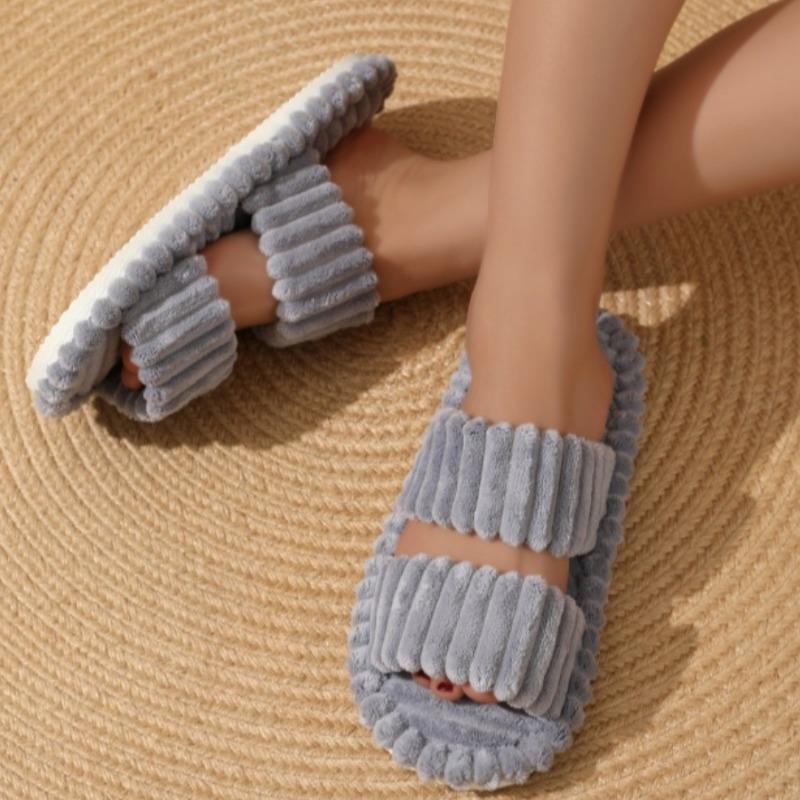 New Parallel Bars Curly Cotton Slippers Home Candy Color Indoor Fluffy Slippers