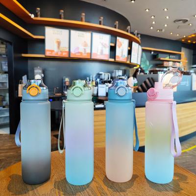 Outdoor Fitness Sports Kettle Gradually Changing Color Frosted Direct Drinking Cup Portable Strap Tea Partition Bounce Cover.