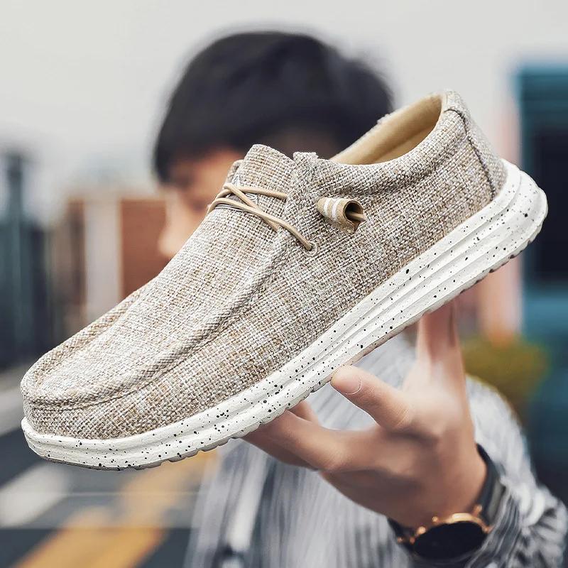 Men's Lightweight Comfy Slip-On Casual Shoes, Breathable Non-Slip Canvas Shoes, Spring And Summer