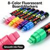 Neon Led Board Marker Set (8 Colors) - 10Mm Broad Chisel Tip Fluorescent Pen For Shop Advertising, Writable On Led Light Panel,