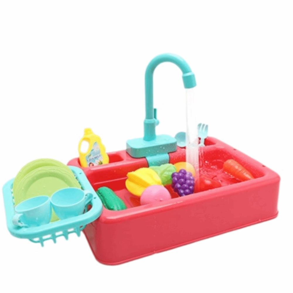 

Набор Прочная игрушечная раковина Интерактивная кухонная игрушка Игрушка-посудомоечная машина высокого качества Дети красный