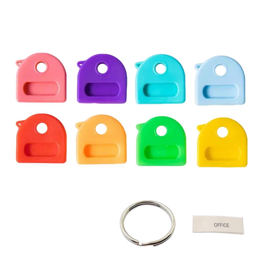 Pack Of 8 Multicolor Key Caps Accessory for Effortless Organization with Assorted Shape Mixed Color Key Sleeves
