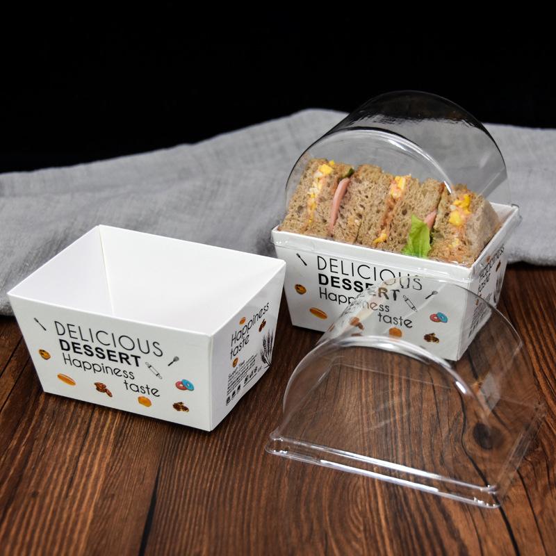 10Pcs Sandwich Burger Wrapping Packaging Box Toast Bread Oilproof Holder With Lid Take Out Box Pastry Tray Bakery Party Gift