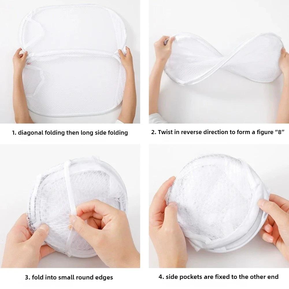 Large Capacity Household Laundry Basket Foldable Mesh Dirty Clothes Storage Basket Toy Storage Bag Bucket Bathroom Accessories