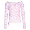 Dance Mesh Striped Fitted Long Sleeve T-Shirt Women Tops KR7600