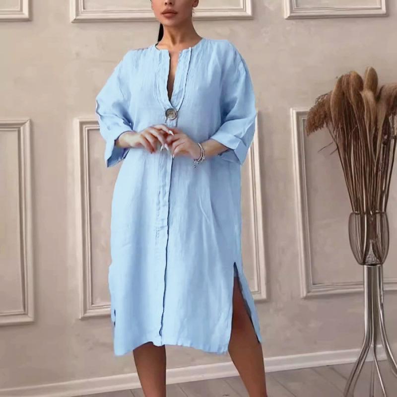 Southeast Asia TEMU Cross-border Black Solid Color Long Dress