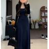 #Ice silk threaded, French temperament vest skirt slim-fitting summer waist thin square neck sleeveless