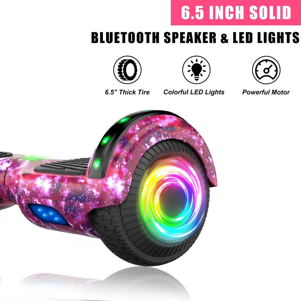 Hoverboard Go Kart Seat, 6.5'' Hoverboard Hoverkart with LED Lights and Bluetooth Speaker, Gyroscooters Go Kart Bundle for Kids and Adult