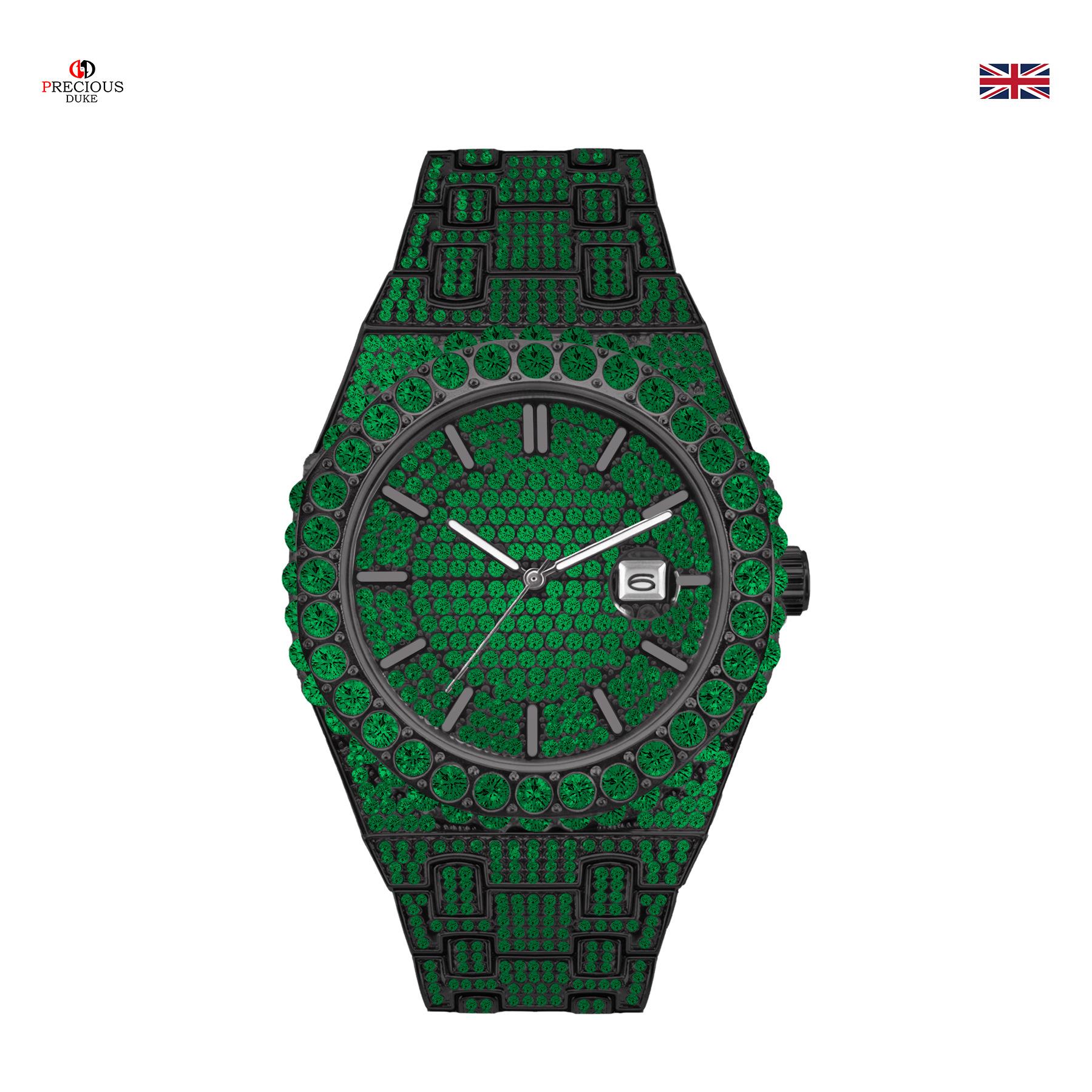 

Hip Hop Iced Out Watch for Men - Full Crystal Bling Wristwatch, Zinc Alloy Case, Quartz Movement, Waterproof for Daily Use чорний