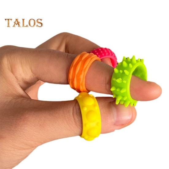 12Pcs/Set Silicone Sensory Ring Toy Stress Relief Textured Circle Fidget Toy Portable Travel Kids Teens Adults Stretchy Calming Colorful Ring Toy