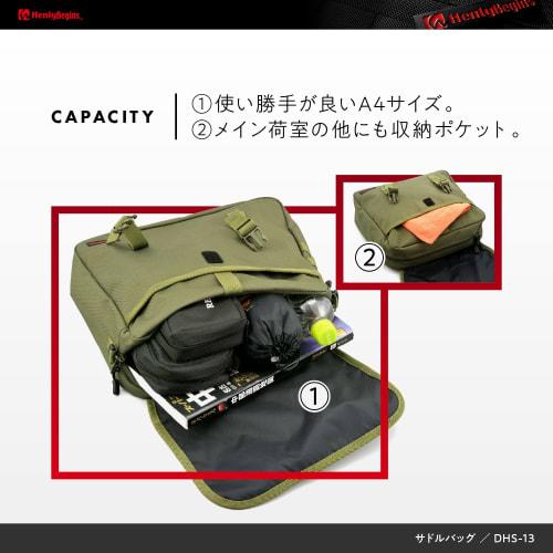 Henly Begins Daytona Motorcycle Side Bag 10L Green Saddle Bag MIL DHS-13 90557