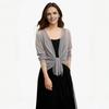 Women Shawl Coat V-neck 3/4 Sleeve Lace-up Thin Coat Solid Color Strappy Design Regular Fit Top Cocktail Party Wear