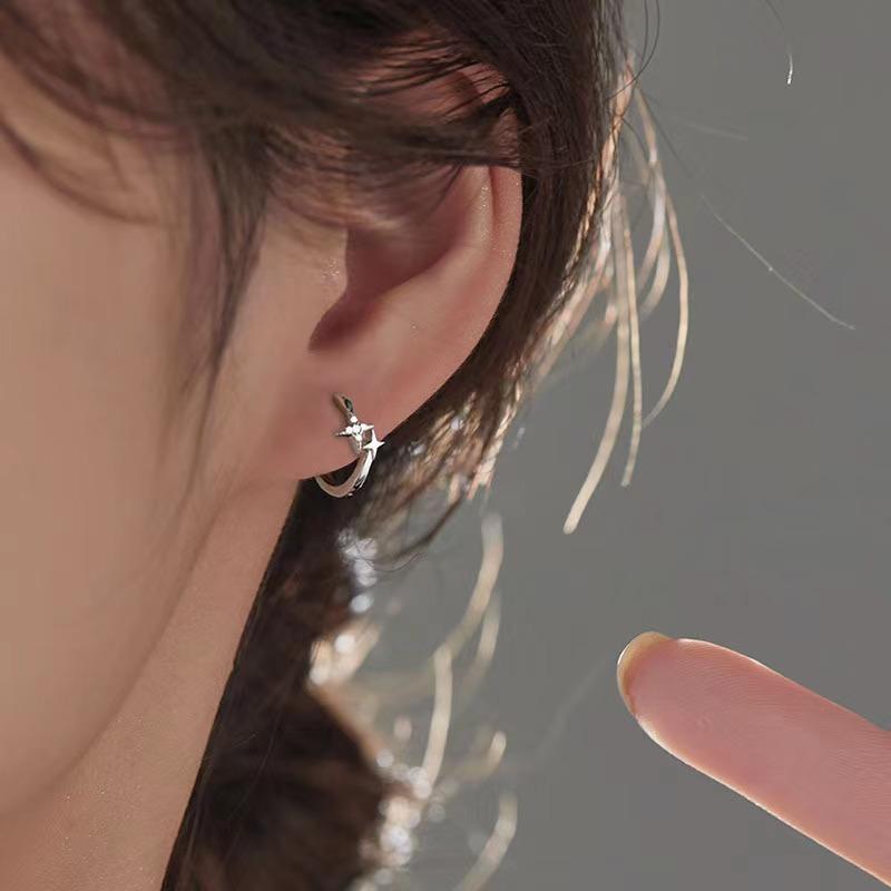 Star Ear Buckle Women'S Niche Design Sense Micro-Diamond-Encrusted Mango Star Stud Earrings Light Luxury High-End Spring And Summer Earrings