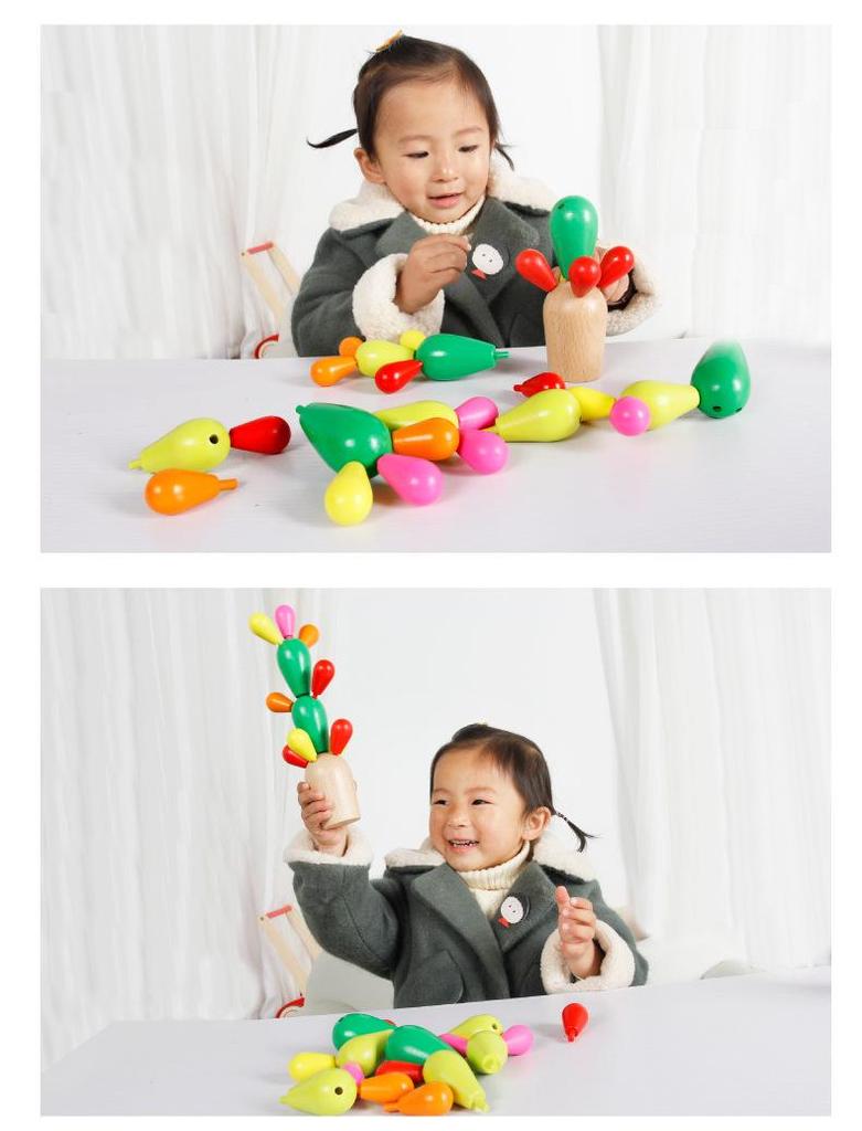 DIY Wooden Cactus Building Blocks: Educational & Multifunctional Stacking Toys for Kids