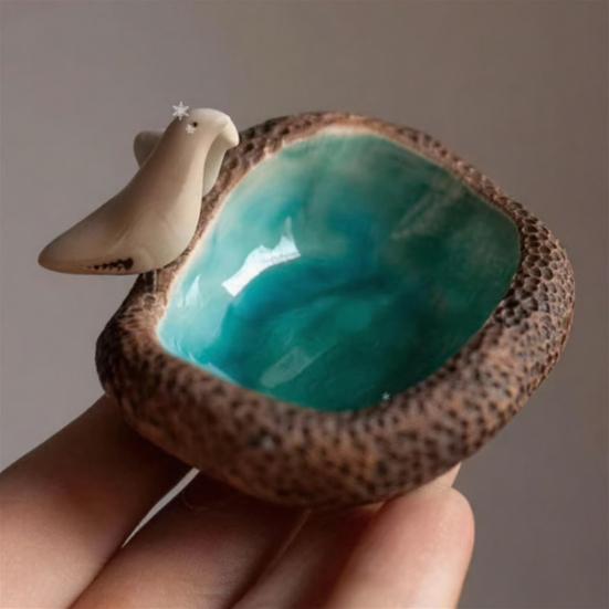 Bain d'oiseaux extérieur Bain d'oiseaux en résine avec ornement d'oiseau Décoration de bol d'arrosage et de nourriture pour oiseaux pour jardin extérieur Cour Patio