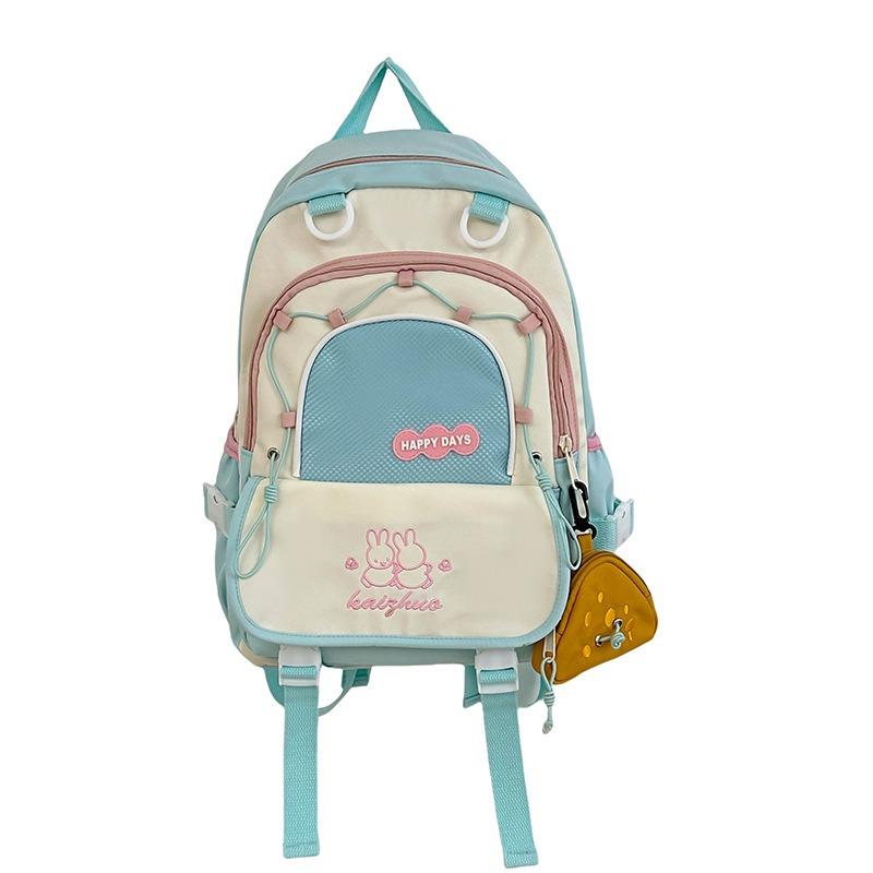 School bag new contrasting colors cute backpack female new student large capacity casual backpack light travel double backpack