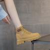 Martin boots women's new winter velvet leather inner heightening tooling boots spring and autumn single boots yellow platform short boots