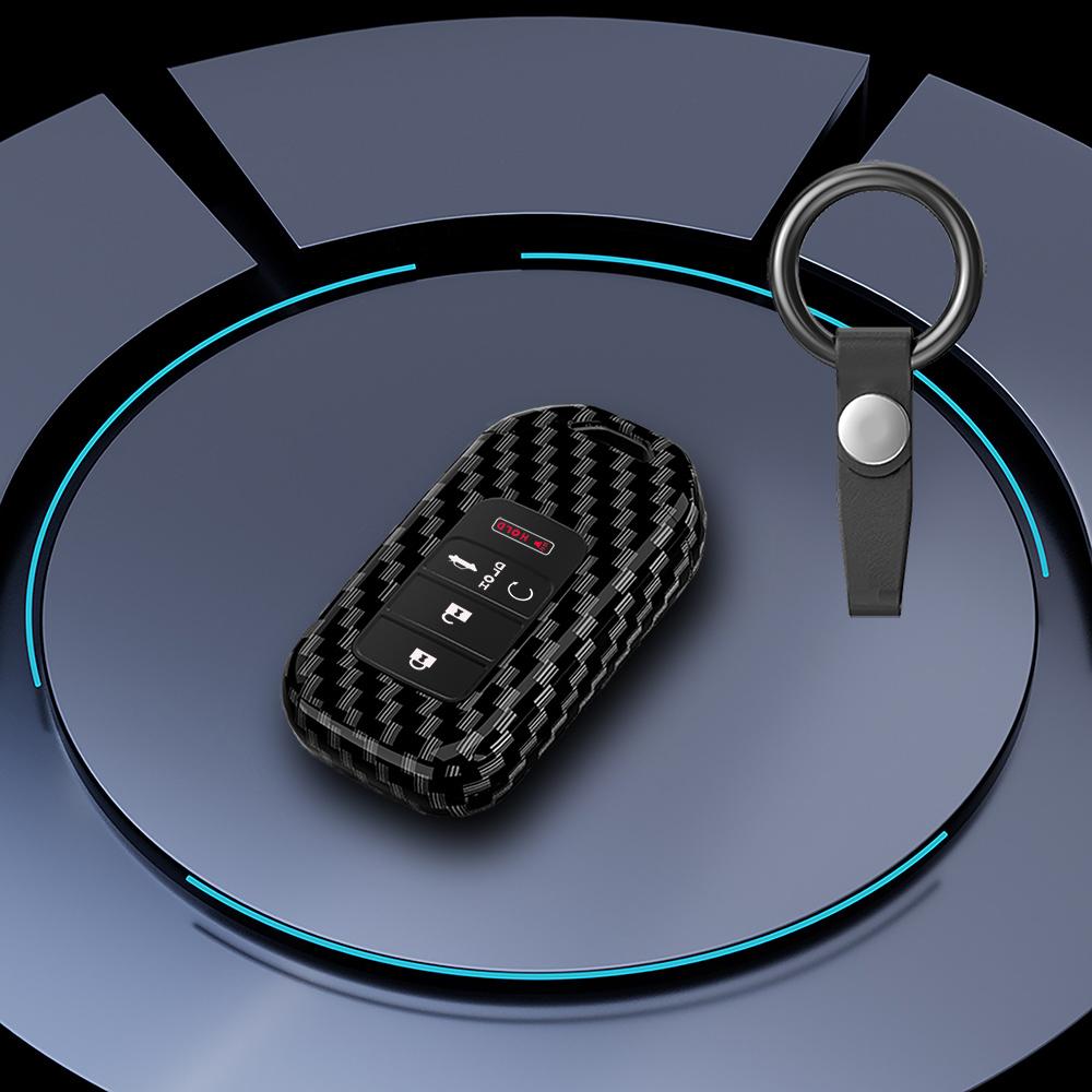 Carbon Fiber Car Key Fob Cover For Honda Accord Civic Crv Pilot Ridgeline Odyssey Passport Smart Remote Key Protector Accessorie