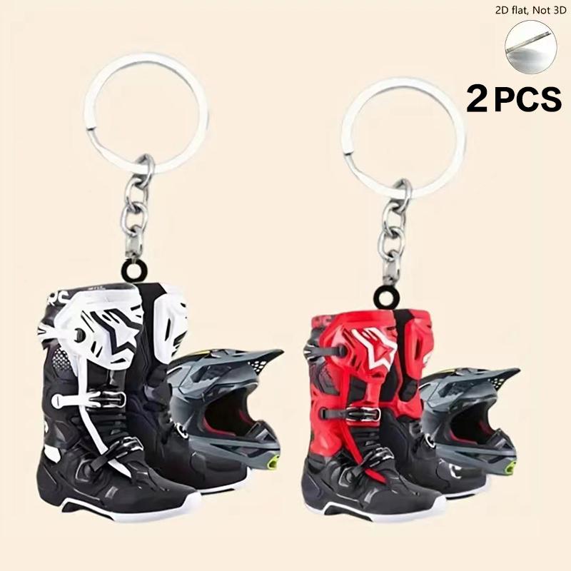 

2Pcs 2D Flat Motocross Keychain Motorcycle Helmet Keychain Accessories Bag Charms Motorcyclist Knight Car Keychains Keyrings A3
