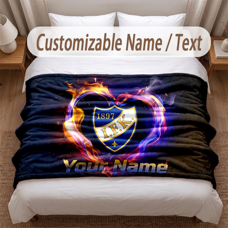 Ifk göteborg Bedruckte Flanelldecke Benutzerdefinierter Name Text Weiche Warme Decke für Schlafzimmer Feiertagsgeschenk