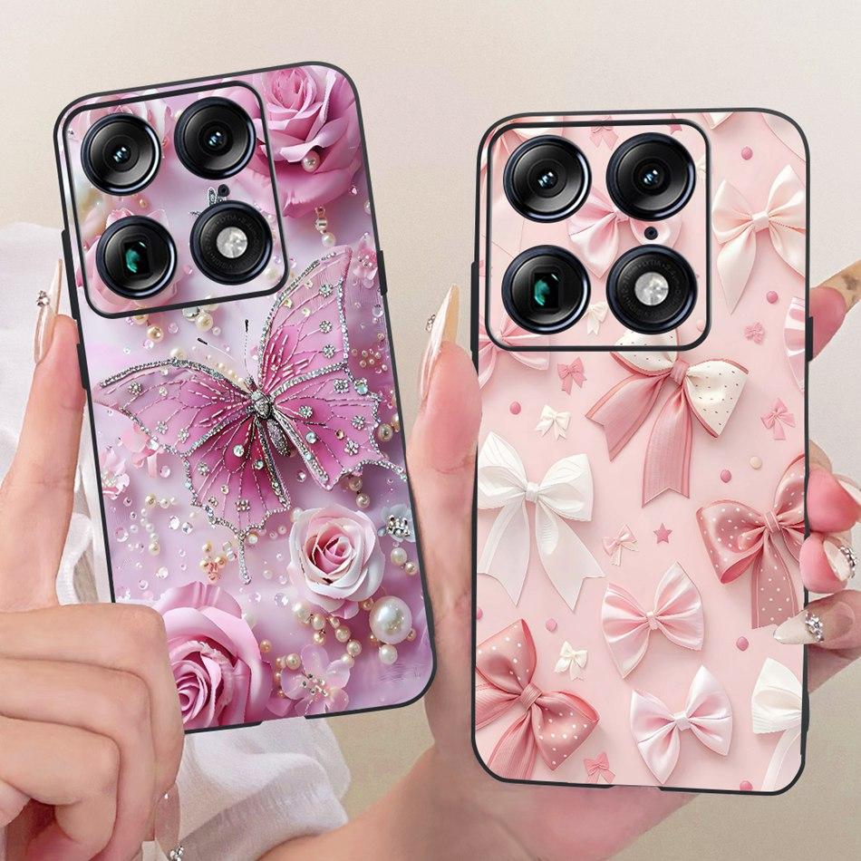 For Motorola Signature Cute Flower Butterfly Cat Painted Case For Motorola Signature XT2603-2 Black Silicone Soft Phone Cases