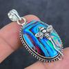 Rainbow Calsilica Gemstone Handmade 925 Sterling Silver Pendant 2.01" b6N87