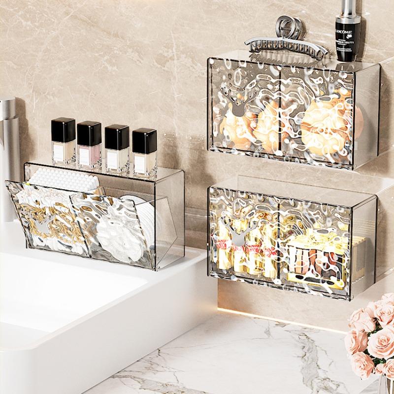 Aufbewahrungsbox für Wattepads Haushalts-Badzubehör Tragbares Make-up Transparent Wandmontiert Staubdicht Schützend Täglich Neu