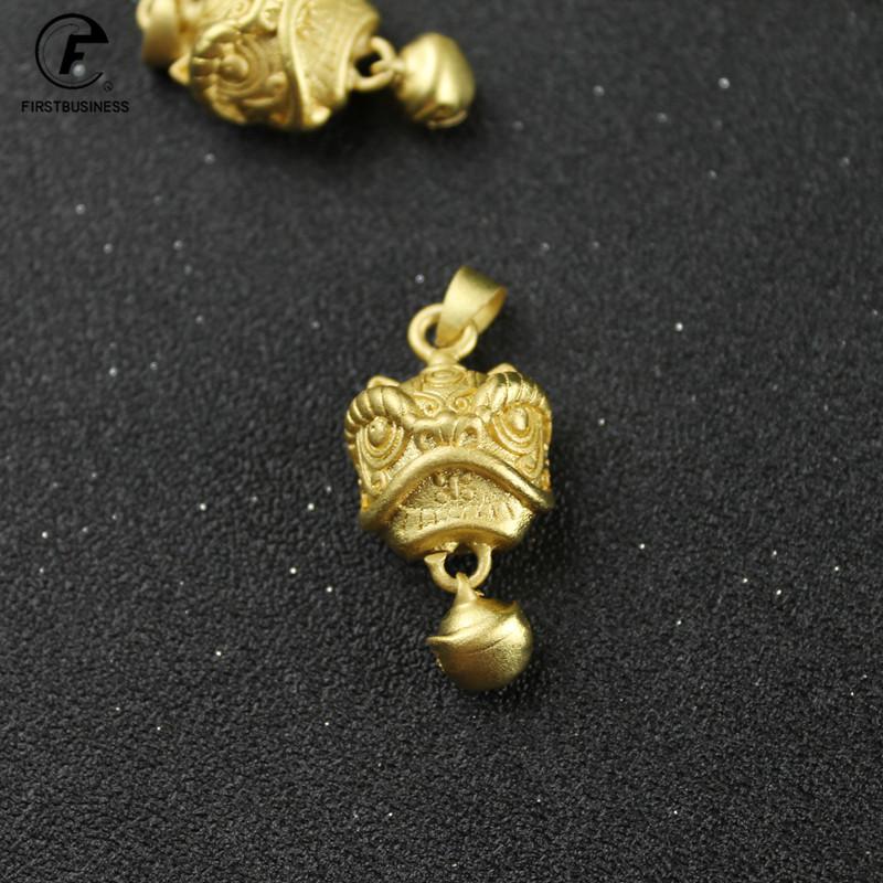 Copper Gold Lions Head Bell Small Ornaments Desk Feng Shui Decorations Retro Brass Keychain Pendants Car Decoration Accessories