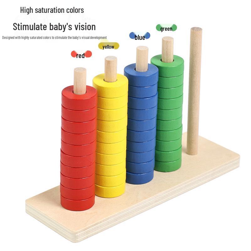 Certified Safe Children's Wooden Rainbow Ring Toss & Logic Training Toy
