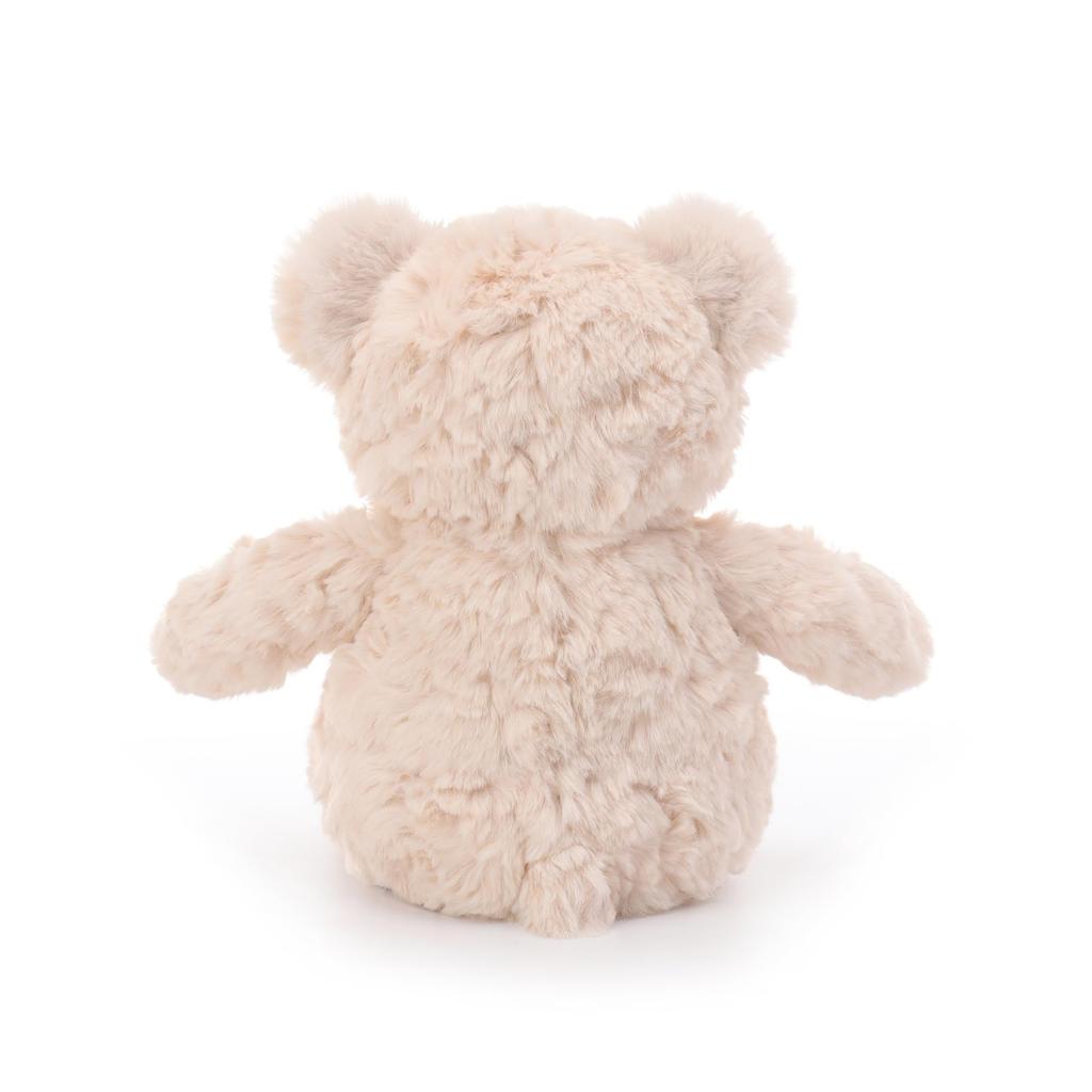 Aprikosenfarbenes Lammcreme Kaffee Bär Plüschtier für Kinder, Weicher und niedlicher flauschiger Creme Kaffee Bär für Mädchen und Jungen, 22cm