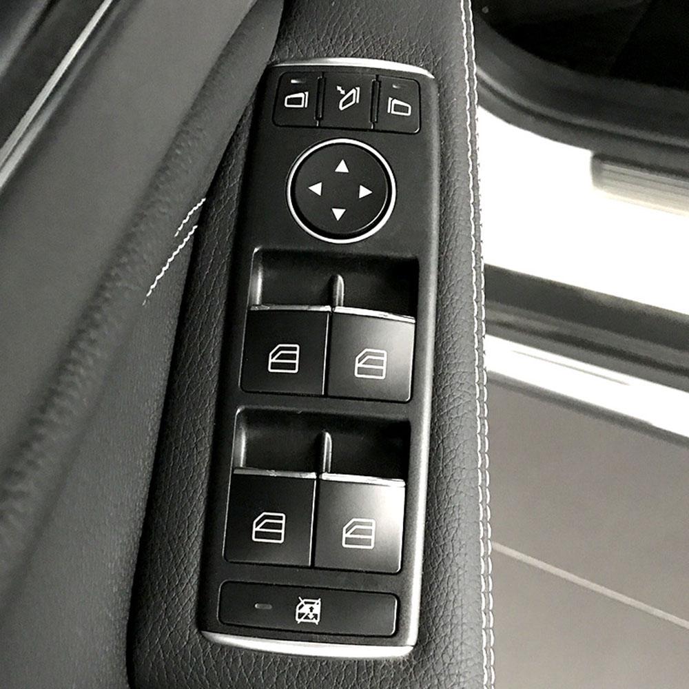 7-Piece Silver Chrome Door Lift Button Sticker Set – For Mercedes E/ C/ GLK/ ML/ GL Class (Self-Adhesive)