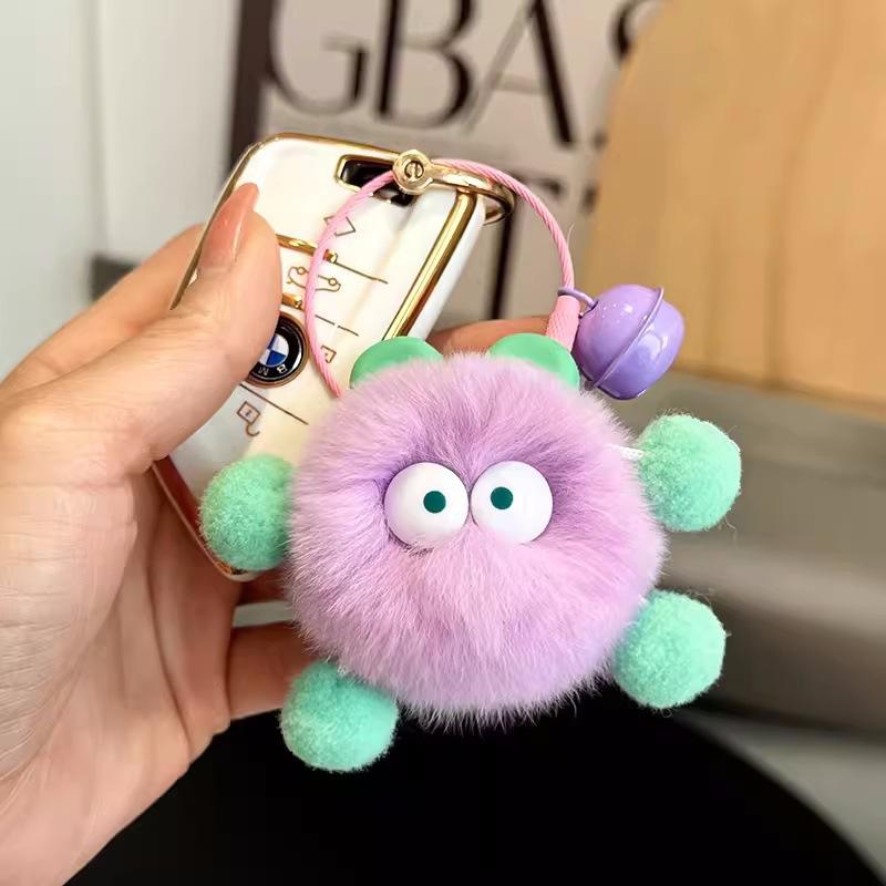 Imitation Rex Rabbit Fur Keychain Plush Pendant Trinkets Plush Briquettes Bag Car Pendant Key Chain