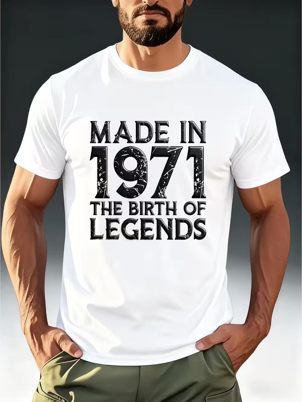 

Men S Vintage Commemorative T-Shirt Featuring a MADE IN 1971 Legendary Birth Print M