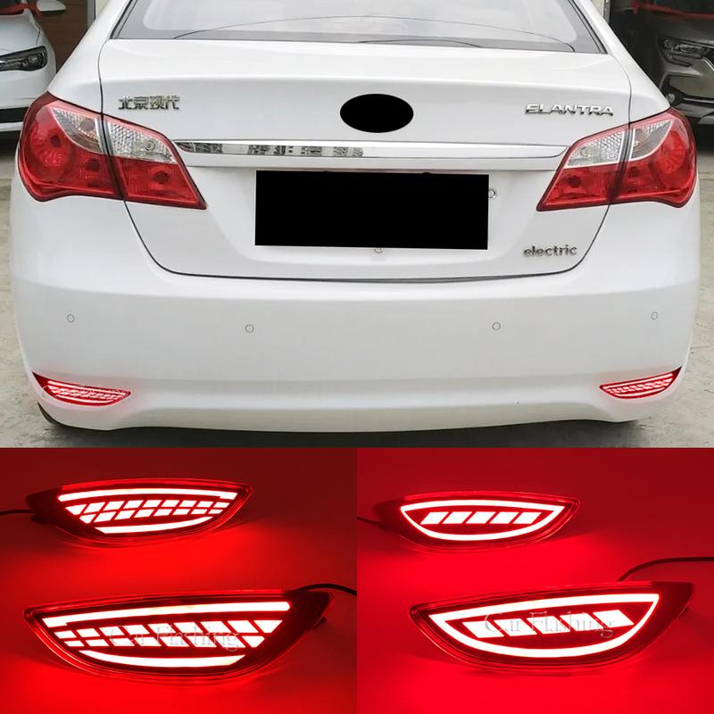 1 Pair Car LED Rear Bumper Light For Hyundai Accent Verna Solaris Brio 2008-2015 Tail Reflector Brake Fog Lamp Turn Signal