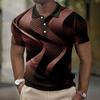 Men Gradient Polo Shirt Short Sleeve 3d Print Tops Fashion Polyester Breathable Comfortable Polos Shirts