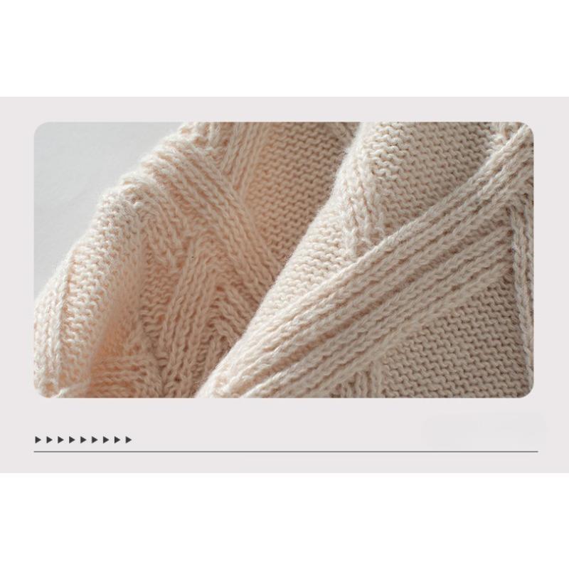 Herbst und Winter Lockeres Rundhals Strickoberteil Diamant Pullover