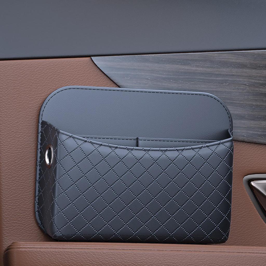Car Pocket Organizer Adhesive PU Leather Box Car Seat Pocket for Automotive Vehicle Interior Door Console Front Backseat Van