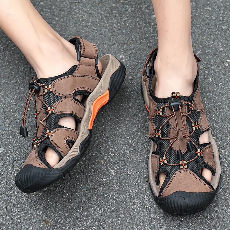 Letní móda Pánské plážové sandály Vysoká kvalita Ležérní tenisky Sandály z pravé kůže Venkovní pánské sandály Velká velikost 39-48