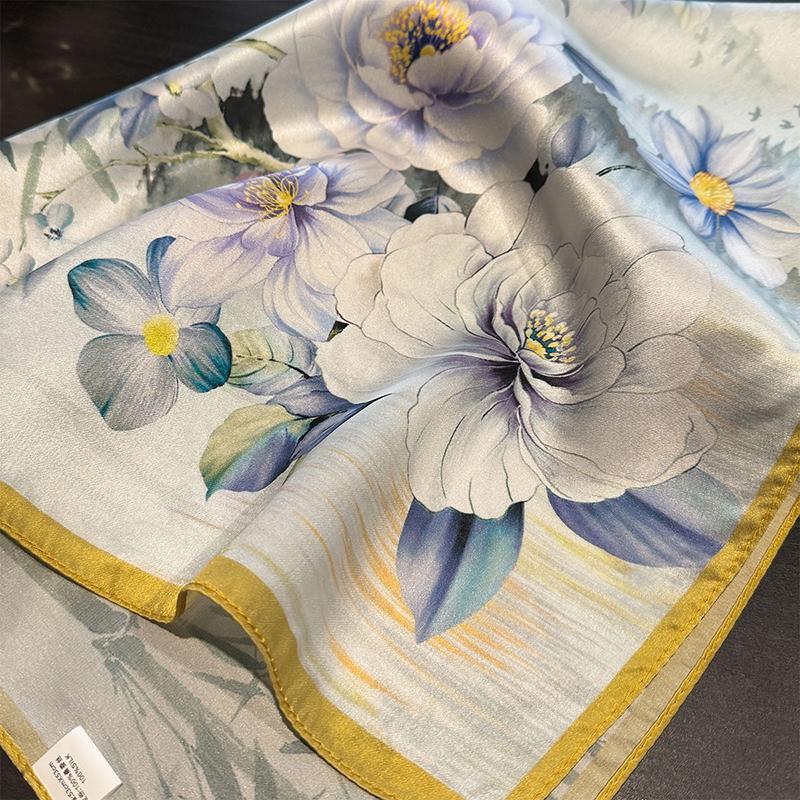 Women Silk Scarf 100% Mulberry Silk Square Scarves Wrap Kerchief Fashion Luxury High Quality Headband Hijab Kerchief Hairband