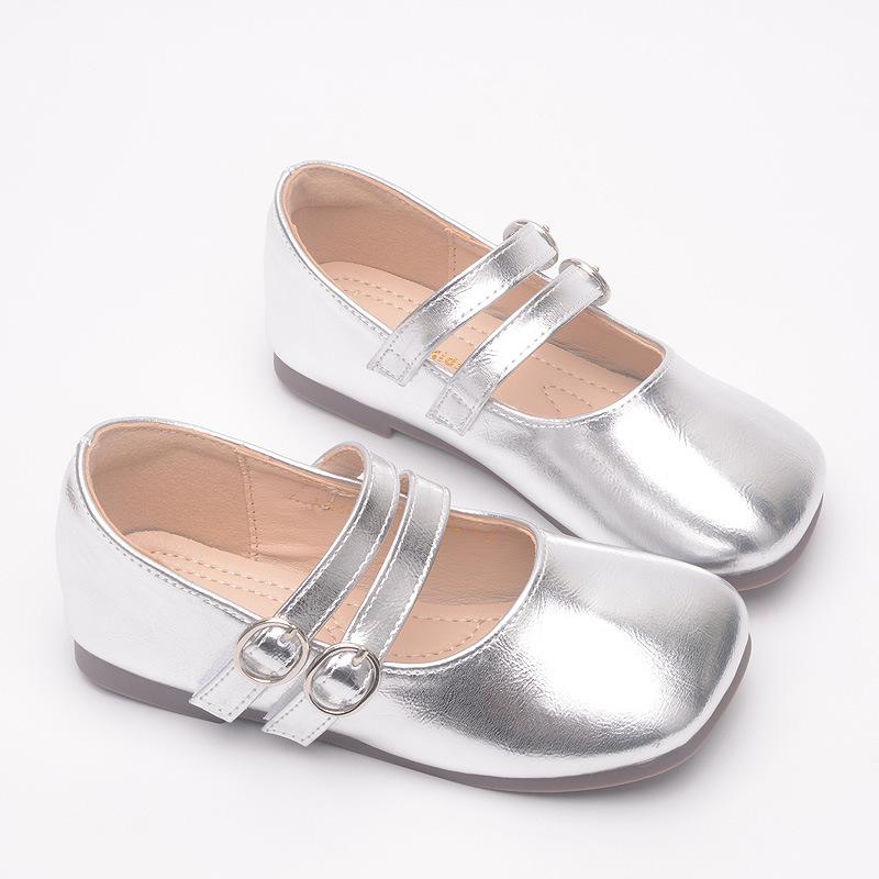 Children's Leather Shoes, New Spring and Autumn Models, Children's Princess Shoes, Soft-soled Shoes for Little Girls, Baby Single Shoes Gold Chelsea