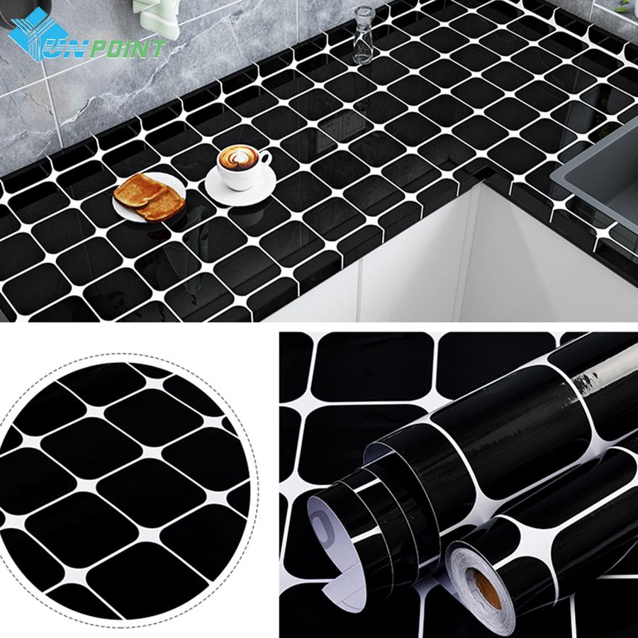 0.4x2M Kitchen Stove Countertop Waterproof Oil-proof Stickers Self-Adhesive Wallpaper Cabinet Door White Lattice Decorative Film
